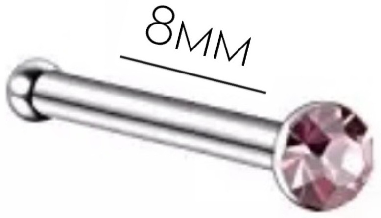 Нострил хирургическая сталь, фианит, 8х0.1х2 мм