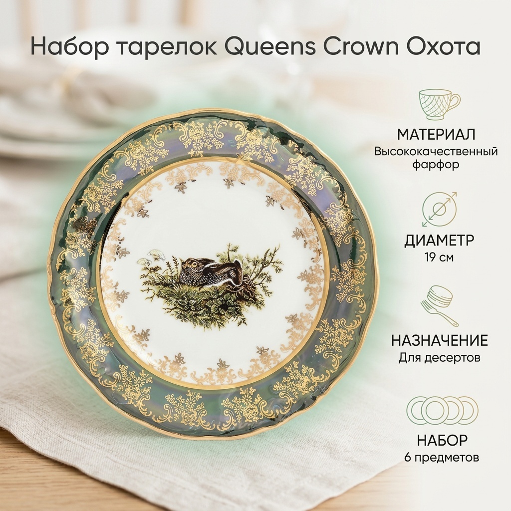 Набор тарелок Queens Crown 10x19 см, 6 шт, фарфор