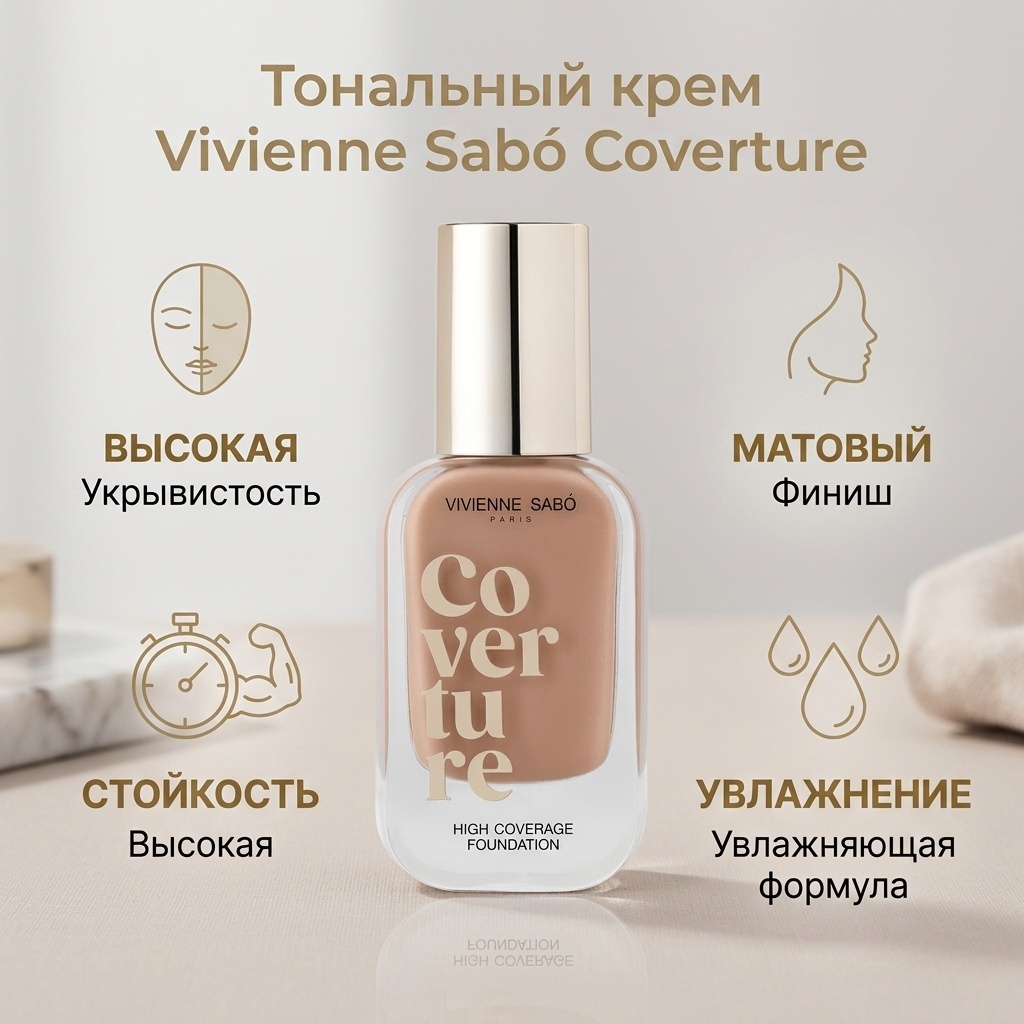 Vivienne Sabo COVERTURE тональный крем тон 03 натуральный 28 мл
