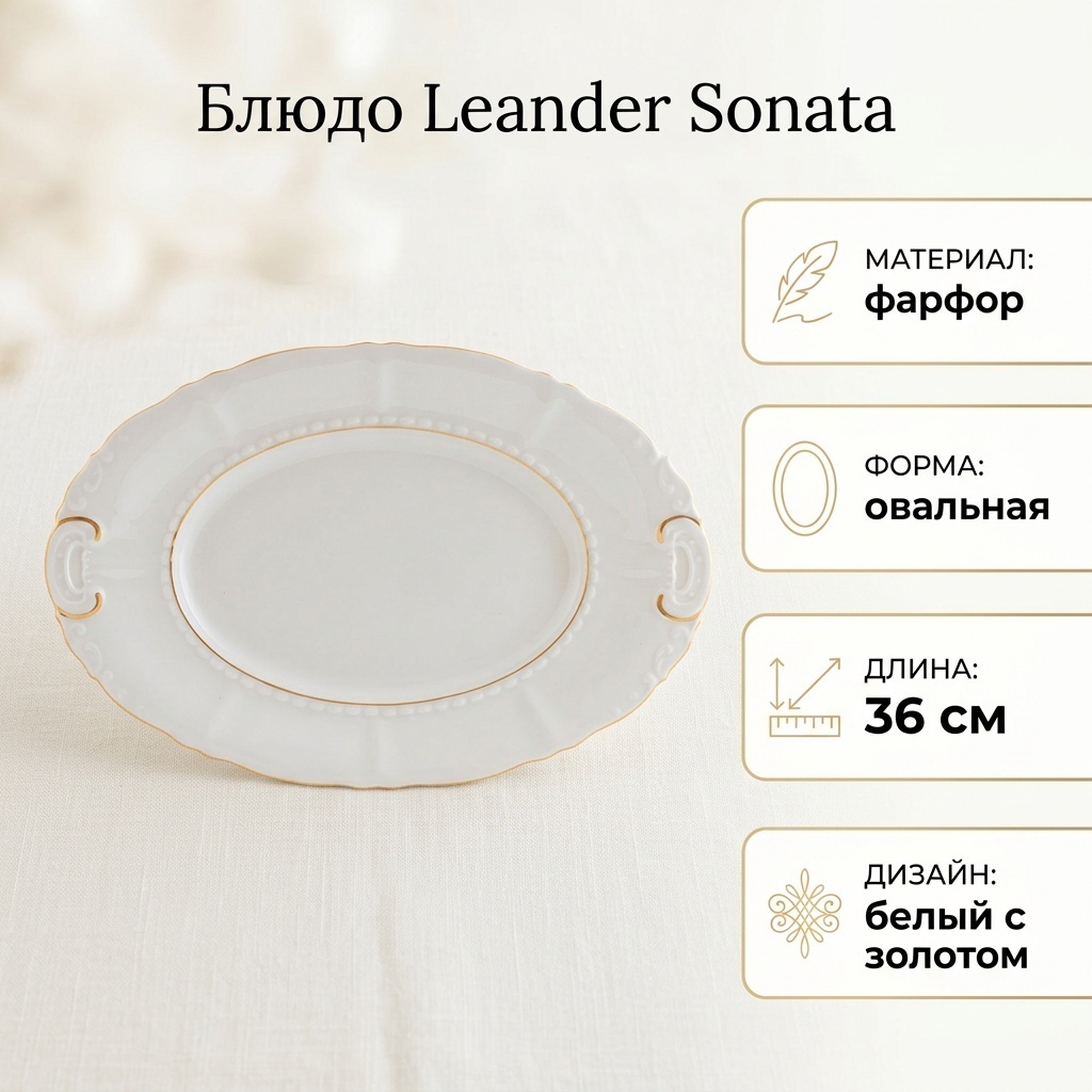 Блюдо LEANDER 36х20 см, фарфор, 1 шт