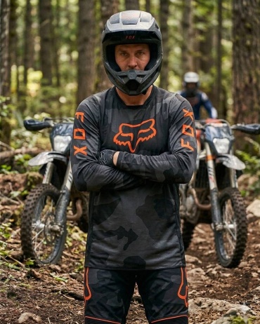 FOX Head Camo Long Sleeve Jersey черный, оранжевый 52