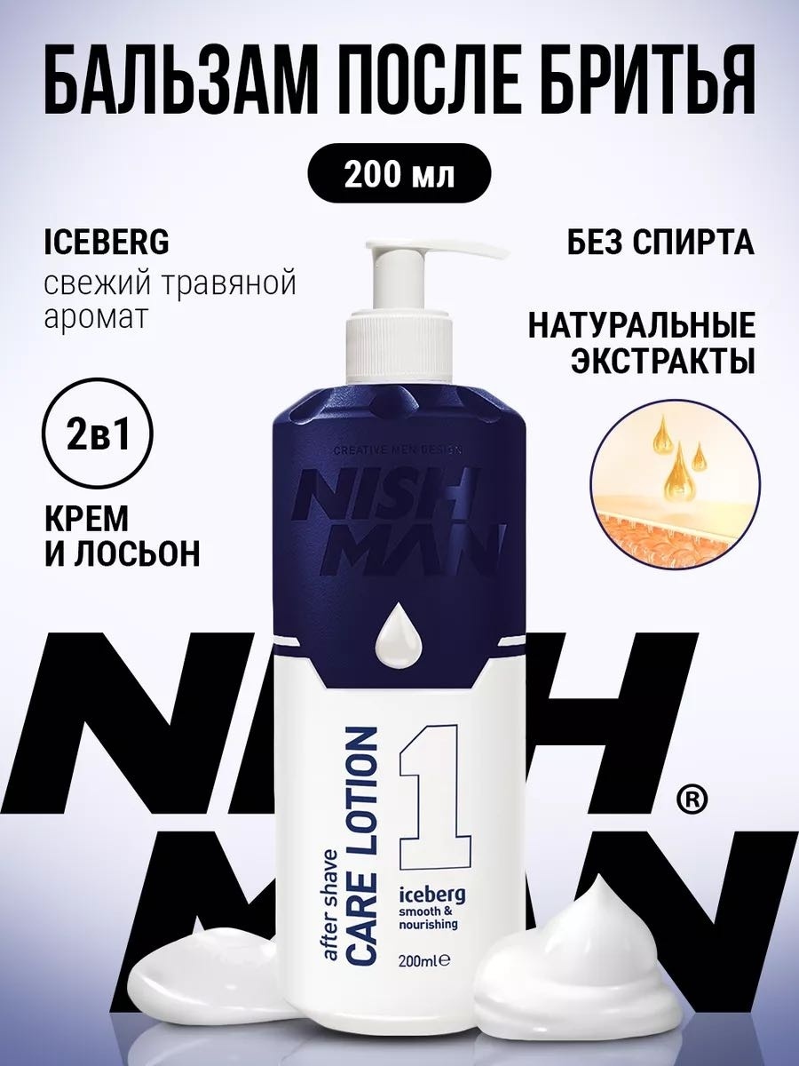 NISHMAN Care Lotion - 1 Iceberg лосьон после бритья 200 мл