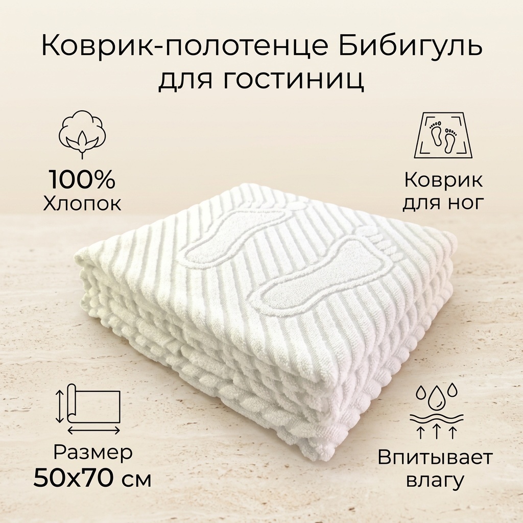 Полотенце 70x50 см, хлопок, 1 шт,