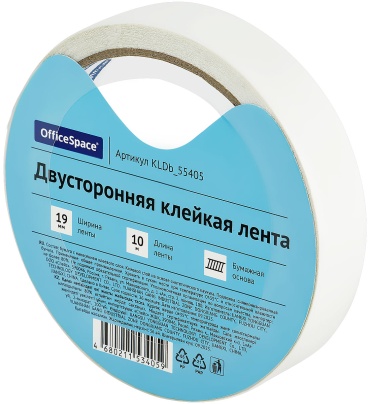 Канцелярская лента OfficeSpace KLDb_55405, ширина 19 мм, 1 шт, белый