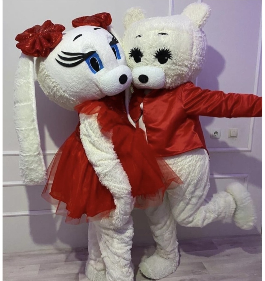 Карнавальный костюм Костюм Пушистая мишка тедди и зайка. белый