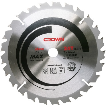 Пильный диск по дереву CROWN CTTSP0029, 185x20 мм, 24Т