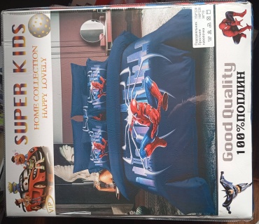 Комплект Spider man 1.5-спальный поплин, 1 наволочка: 50x70 см
