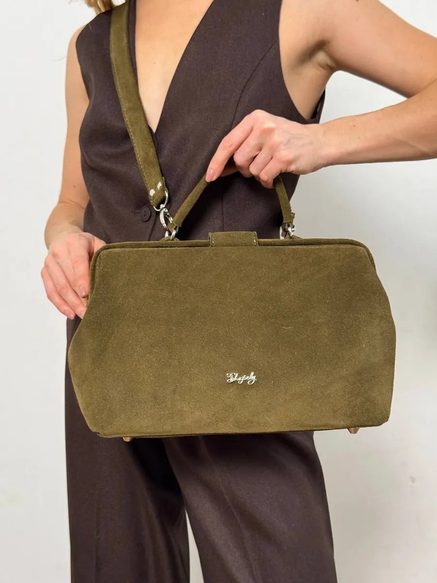 Саквояж Shapely bags натуральная кожа зеленый 8.8 л