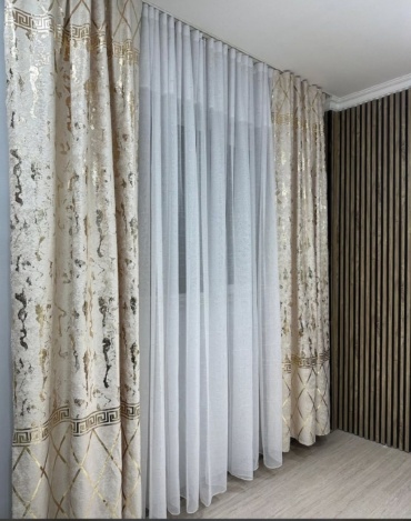 Комплект AIZERE_LUX 400x280 см 3 шт, жаккард, бархат, белый