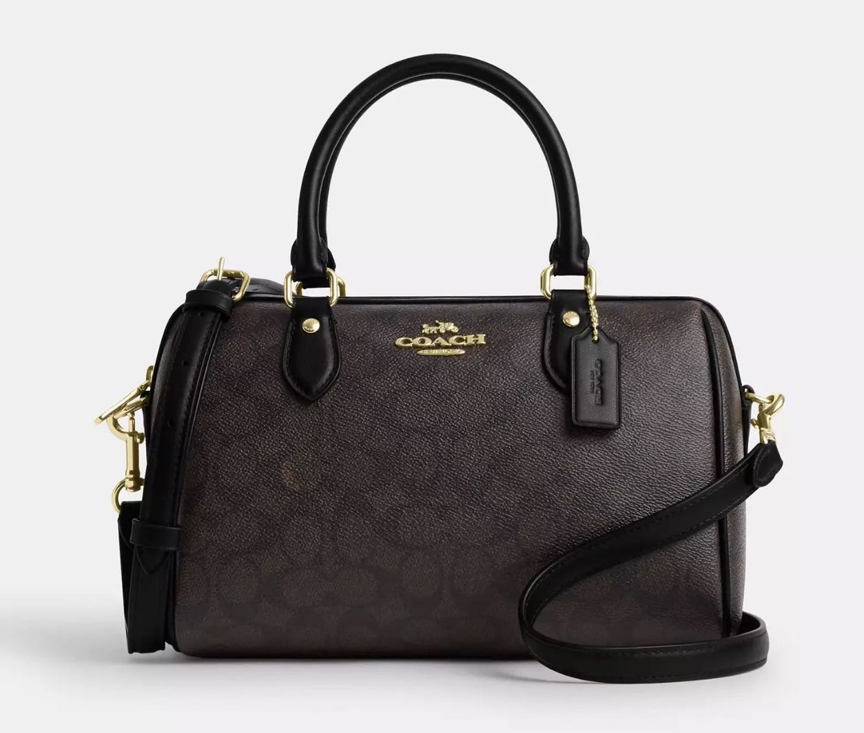 Сумка бочонок Coach канвас коричневый