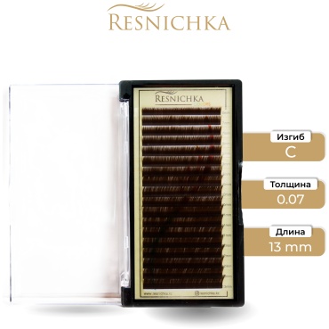 Resnichka единичные C 0.07 мм коричневый 13 мм