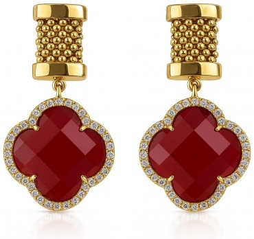 Серьги Italian Gold LE32706 вес 7.81 г золото, фианит, корунд
