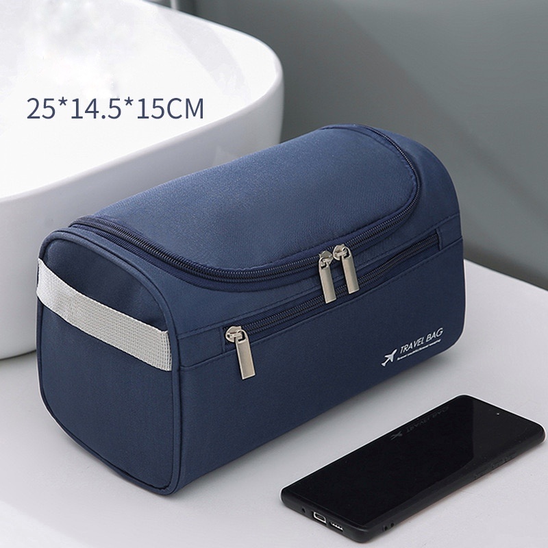 Косметичка текстиль, хлопок синий 13X25 см