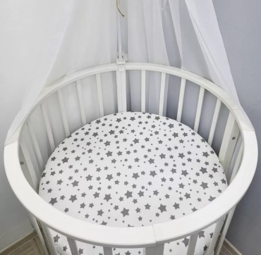 Простыня Mom&Baby 730845601, хлопок, сатин, белый, серый