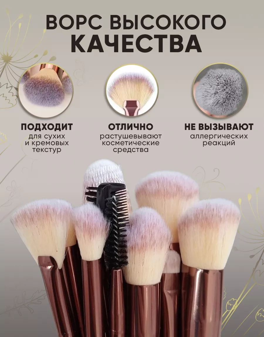 Набор косметических кистей для макияжа 18