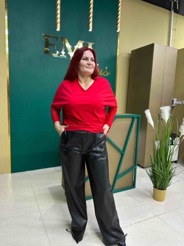 Кожаные брюки FASHION черный