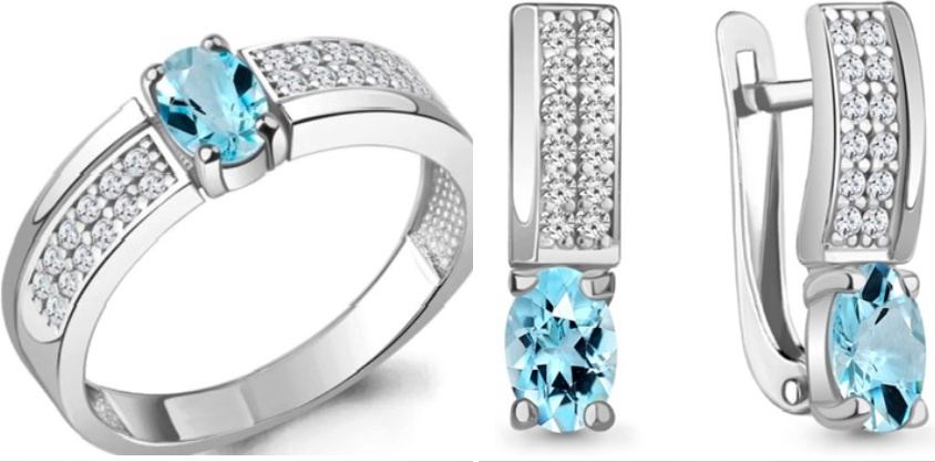 AQUAMARINE 6980502A.5/4797502A.5 вес 5.15 г серебро, нанотопаз, нанофианит