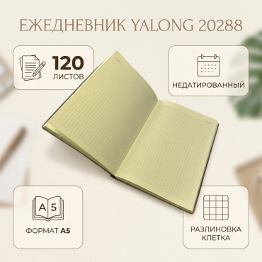 Ежедневник Yalong Ежедневник 20288, A5, 120 л, коричневый