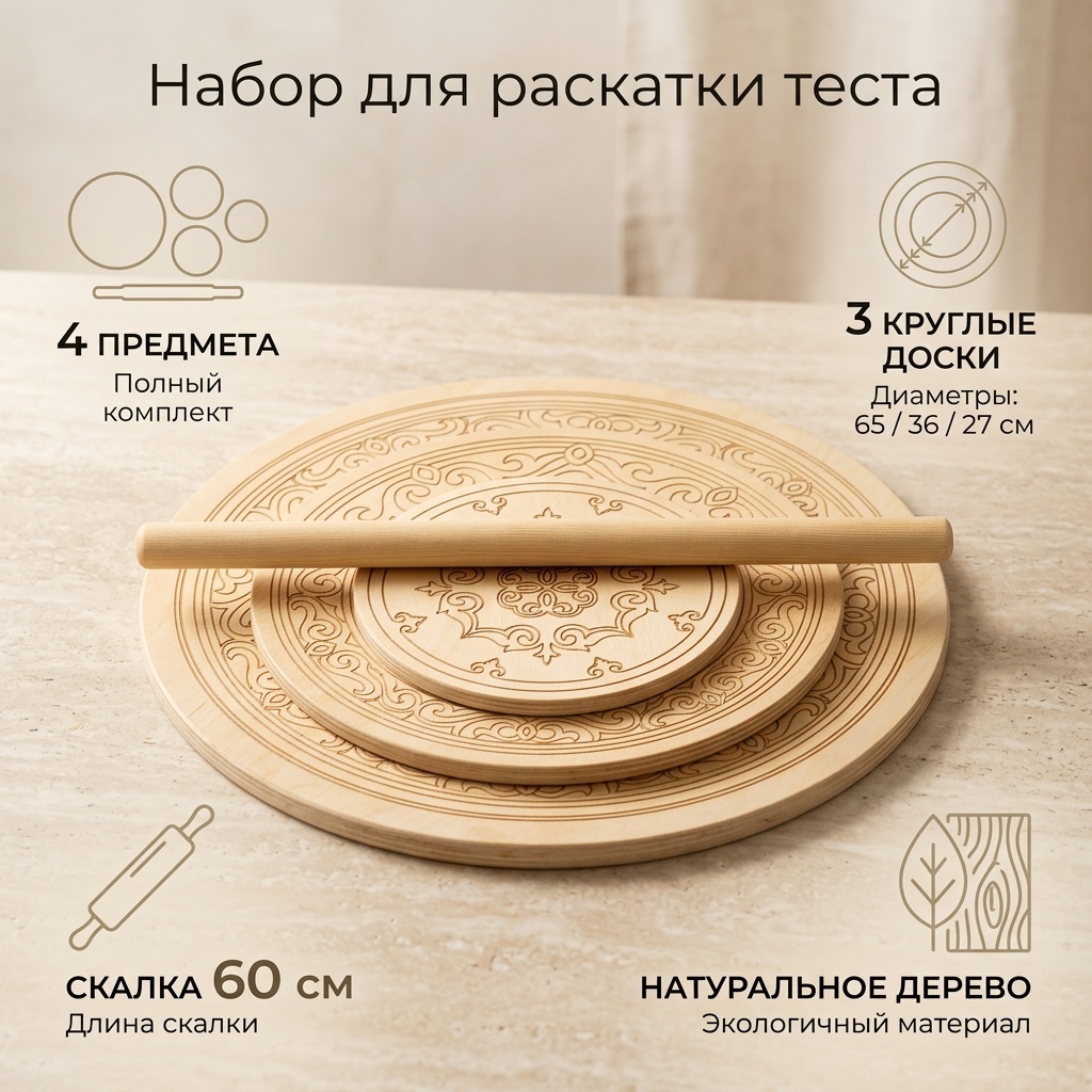 Набор разделочных досок 30225546_462904037 4 шт, дерево