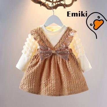 Нарядное платье Emiki коричневый, бежевый