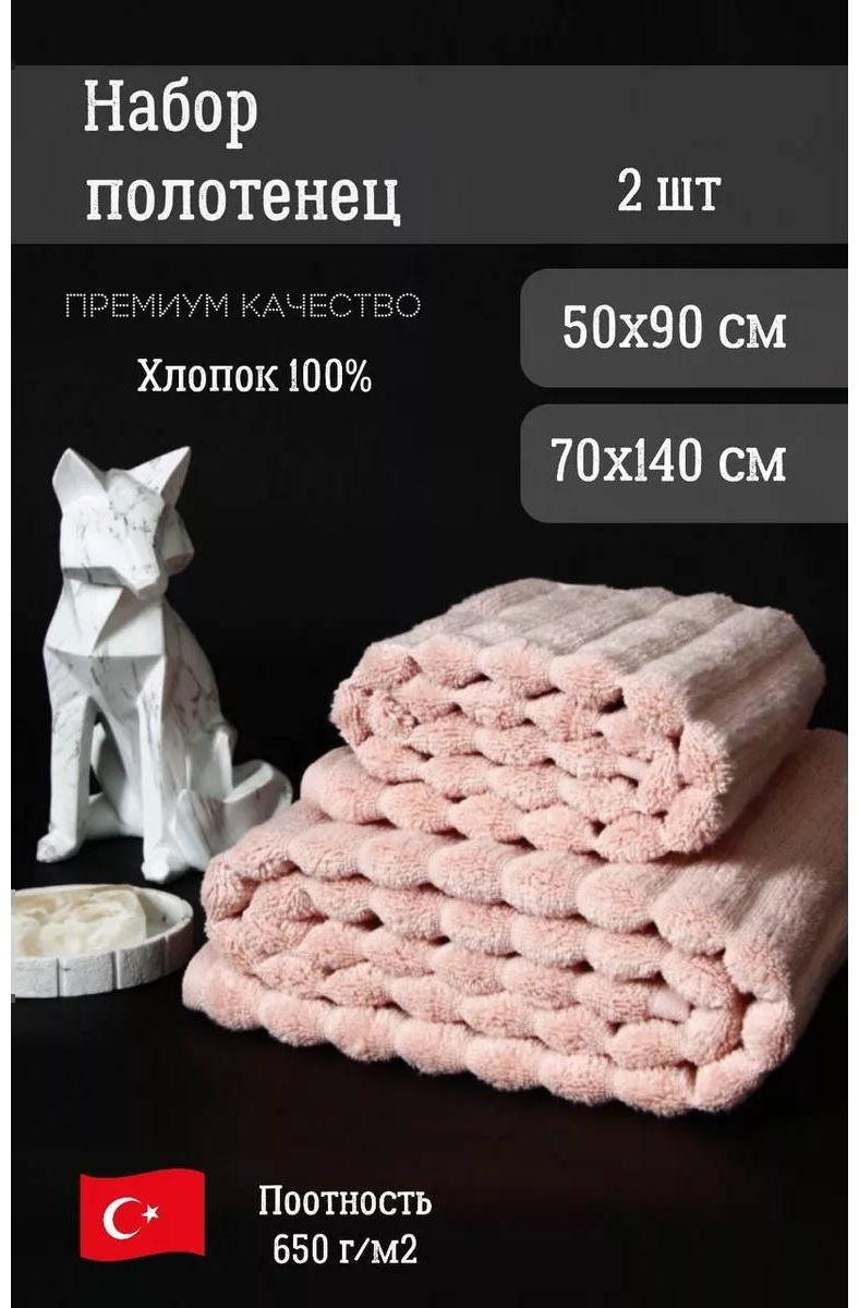 Набор полотенец 80x50 см, хлопок, 2 шт,