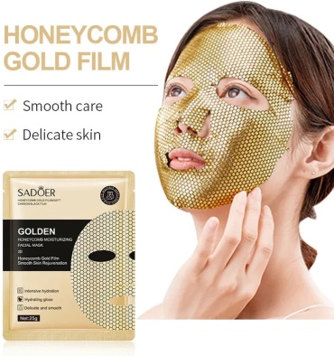 Маска для лица SADOER тканевая Gold Honeycomb Hydrating Facial Mask - Увлажняющая маска для лица в виде золотых сот 1 шт