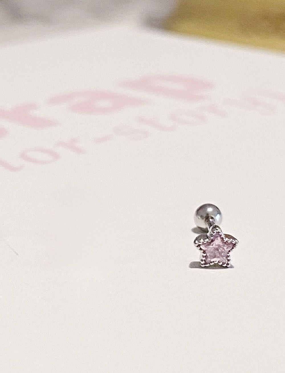 Лабрет Nika KZ бижутерный сплав, фианит, 0,8x6mm