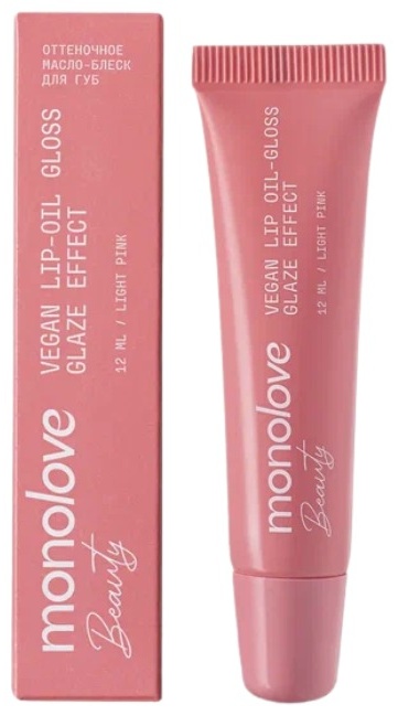 MonoLove Vegan Lip-Oil Gloss Glaze Effect блеск для губ Light Pink, фото 3