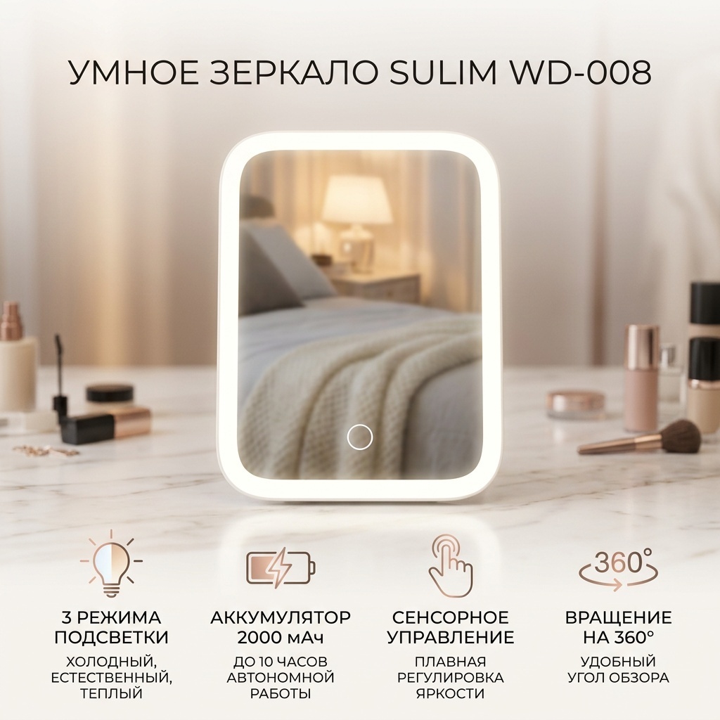 Умное зеркало напольное, настольное Sulim 20x15 см