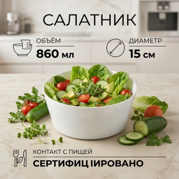 Салатник O'Kitchen 15х15 см, керамика, 1 шт