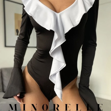 Боди-блузка MINORELLE черный, белый