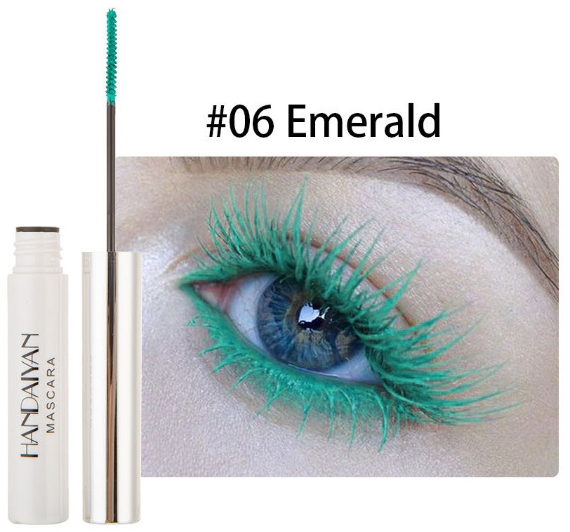 Тушь для ресниц HANDAIYAN Colorful mascara №06 Изумрудный для объема, удлиняющая зеленый