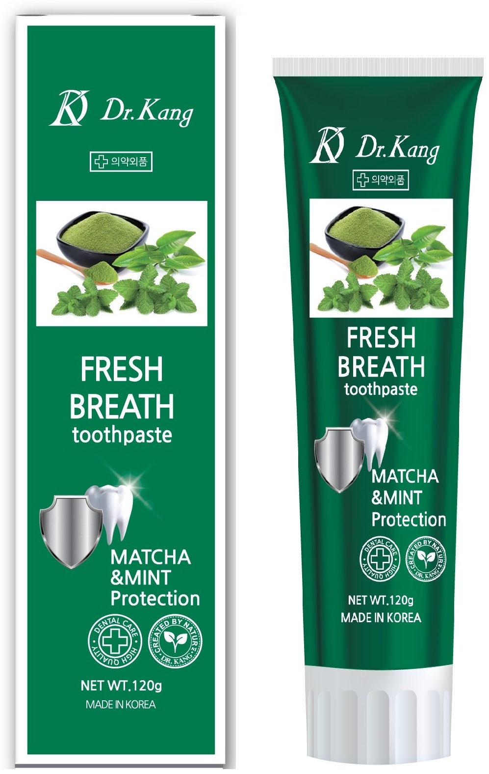 DR. KANG зубная паста Fresh Breath с мятой и зеленым чаем 120 г