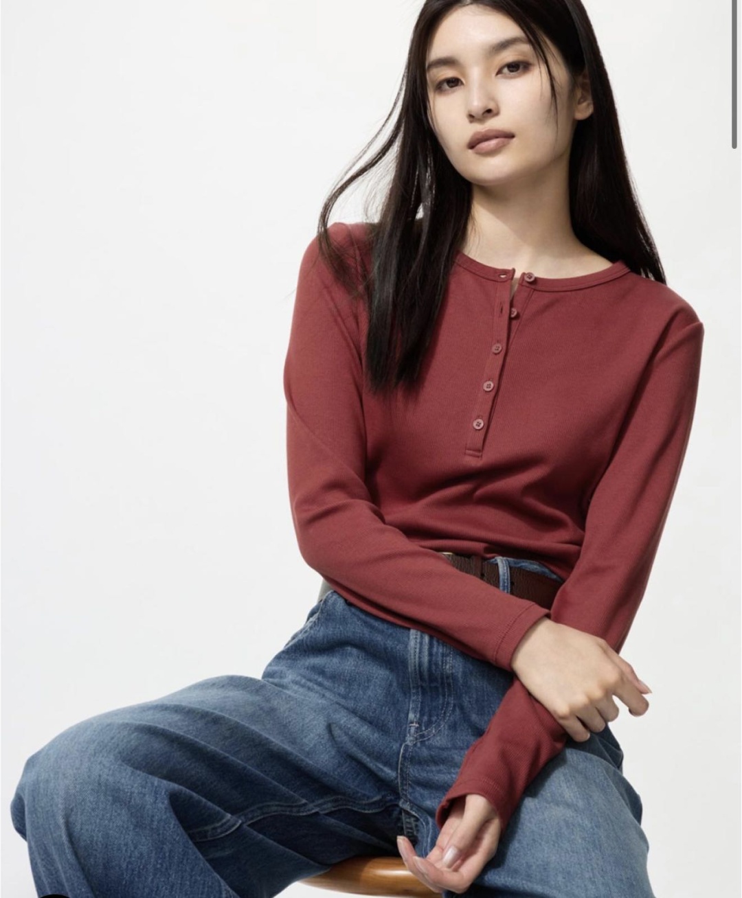 Лонгслив Uniqlo бордовый