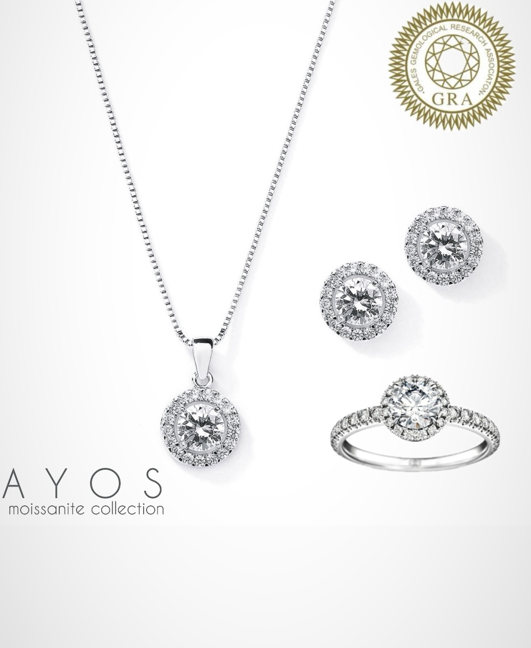 AYOS GRA Moissanite вес 8.7 г серебро, муассанит, бриллиант выращенный