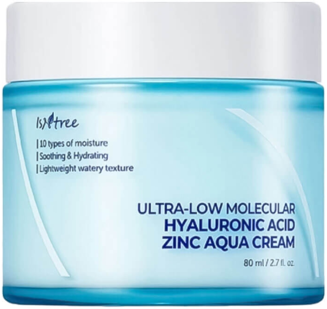 Isntree крем ULTRA-LOW MOLECULAR HYALURONIC ACID ZINC AQUA CREAM для лица 80 мл