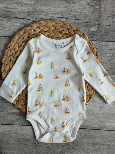 Боди Twins Textile коричневый, белый