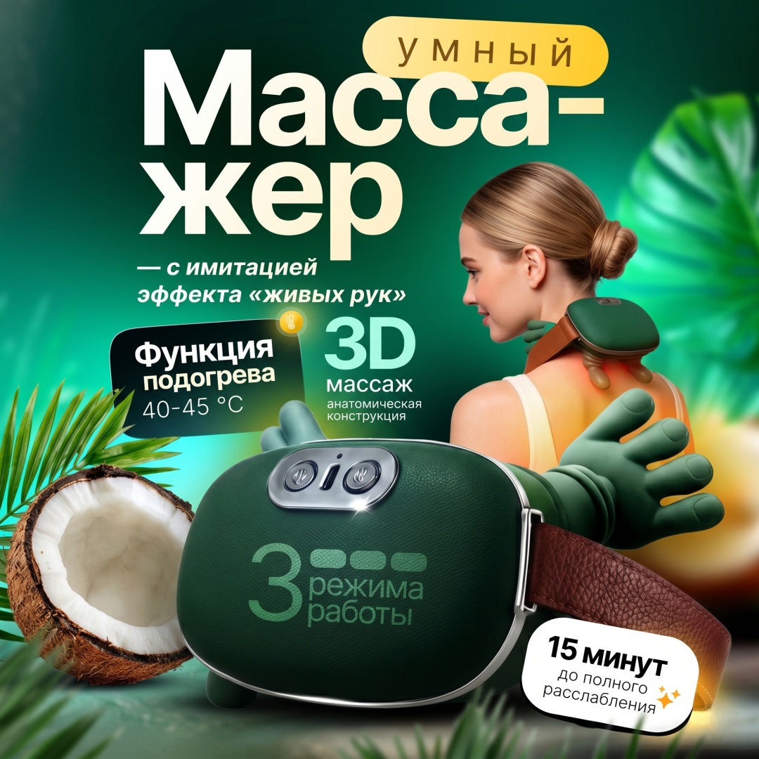 Массажер Nexa ZenGo 3D воротник 3D-массаж, разминающий, разогревающий, инфракрасный прогрев