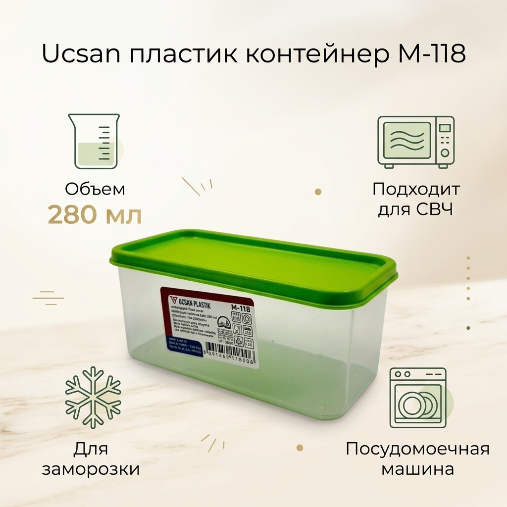 Ucsan plastik контейнер M-118 1 шт, пластик