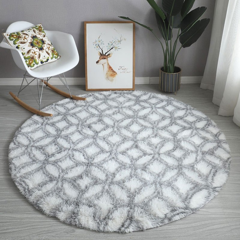 Декоративный коврик 100x100 см, длинный ворс, Китай
