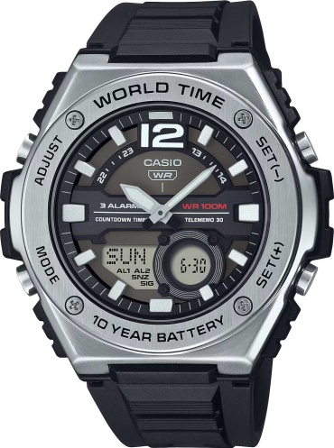 Кварцевые CASIO MWQ-100-1AVDF нержавеющая сталь, полимерный пластик