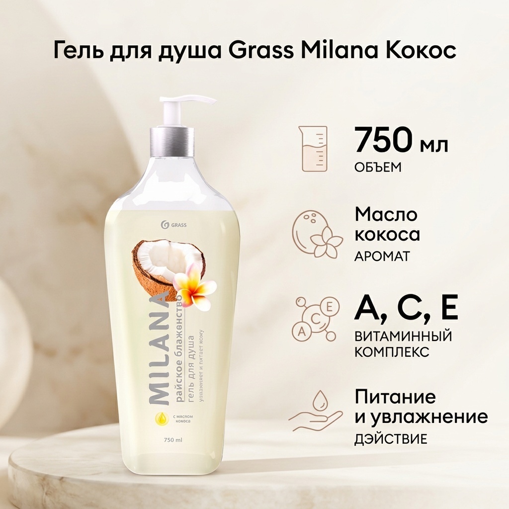 Grass Milana Райское блаженство Кокос гель 750 мл