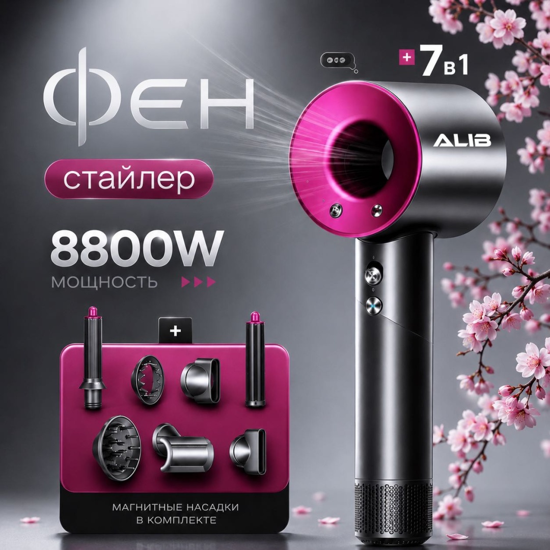 ALIB DMR088 фен черный, розовый