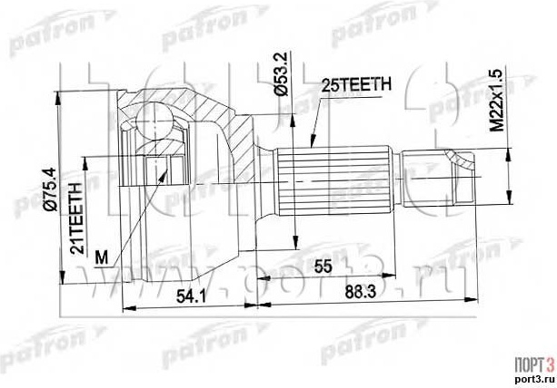 PATRON шрус наружный pcv3385