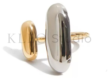 Кольцо KLEO JEWELRY KSR0000002-GS размер регулируемый нержавеющая сталь, без вставок, золотистый, серебристый