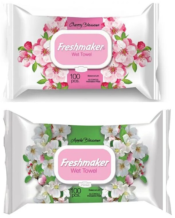 Влажные салфетки Freshmaker Яблоко, вишня 100шт. С КРЫШКОЙ 100 шт