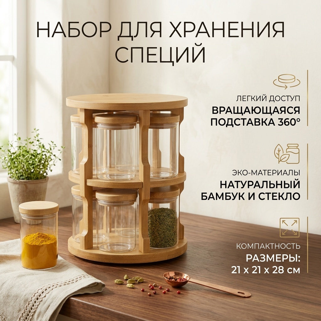 Набор банок Без, стекло, дерево