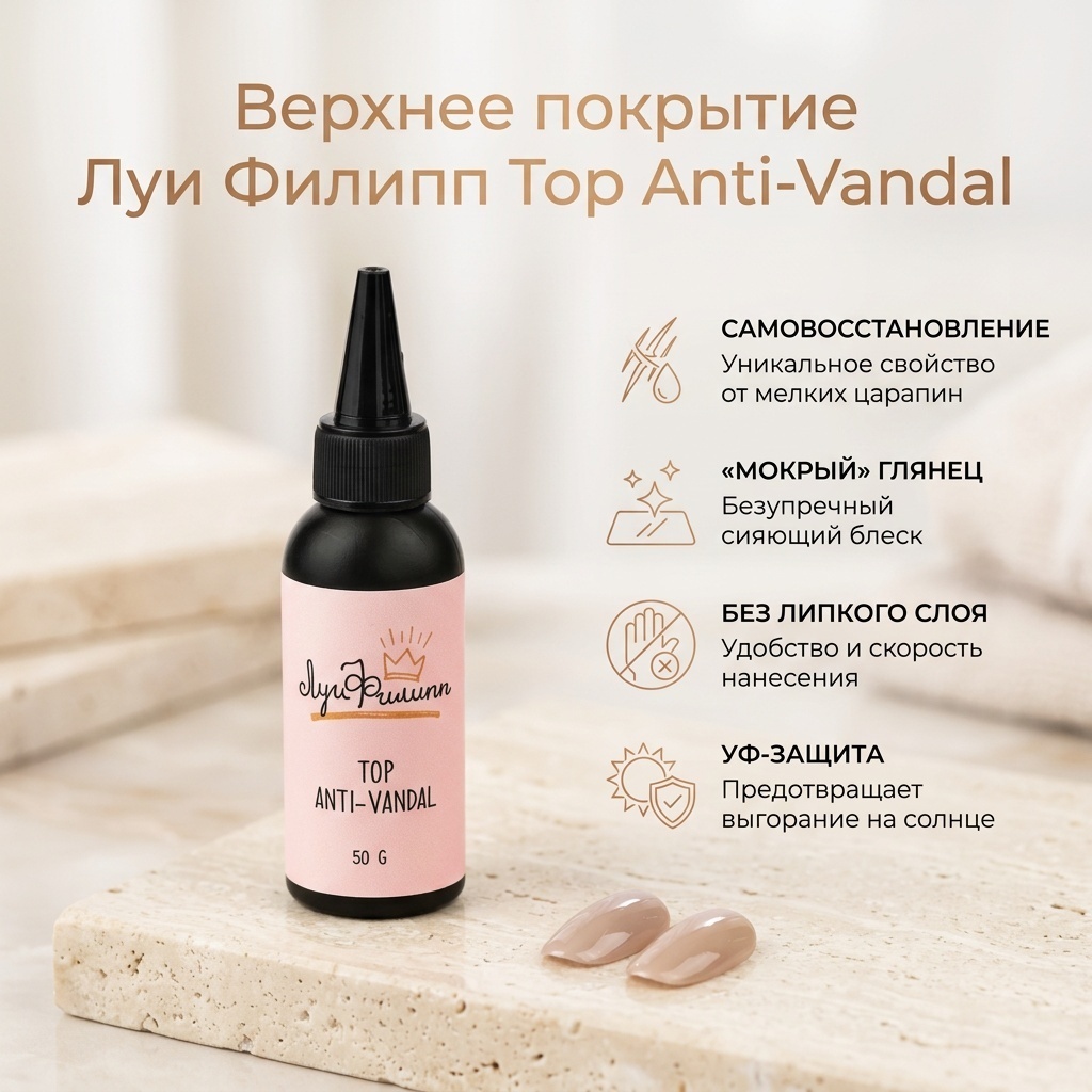 Луи Филипп верхнее покрытие Top Anti-Vandal прозрачный глянцевое 50 мл