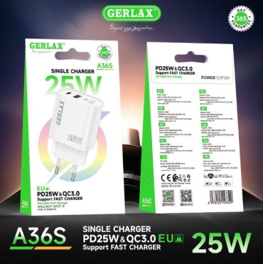GERLAX A36S USB, USB Type-C 25 Вт белый