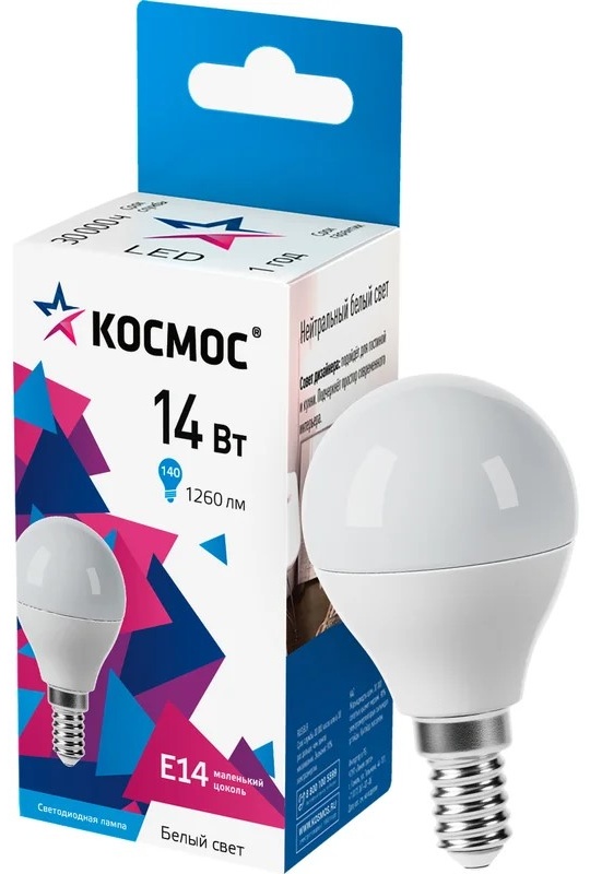 Космос 14W E14, светодиодная, нейтральный белый